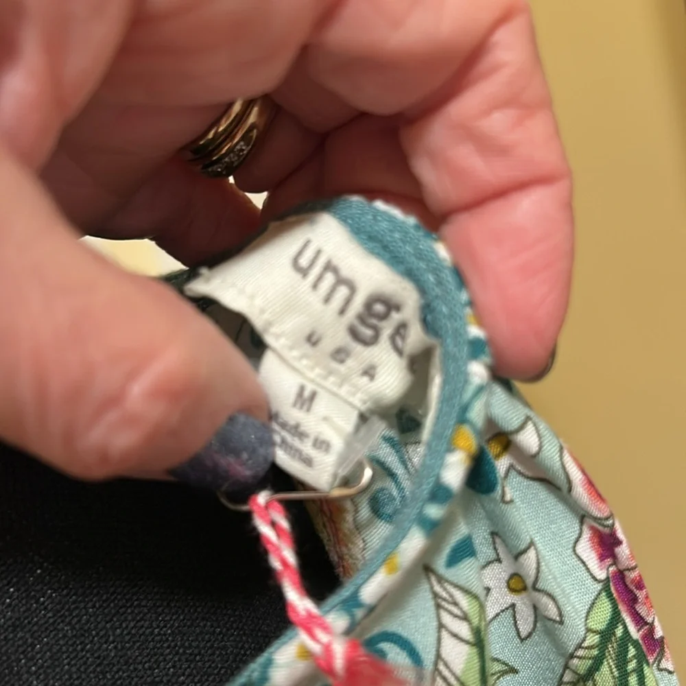 Umgee Teal Floral Mini Dress with Fringe Trim - Picture 3 of 4